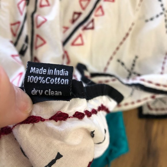 SOLD Artisan Cotton Mud Cloth Embroidered Poncho - Picture 6 of 6